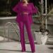 Women's Three Piece Suit Set European And American Style Cross Border Trade Autumn Lapel Tube Top High Waist Straight Lead Pants_ecoleips.com