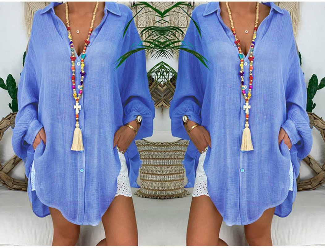 Women's Clothing Plus Size Cotton And Linen Shirts Button Down Loose Long Sleeved Casual Tops_ecoleips.com
