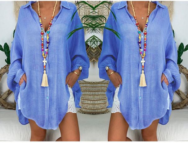 Women's Clothing Plus Size Cotton And Linen Shirts Button Down Loose Long Sleeved Casual Tops_ecoleips.com