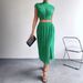 Women's Style Two Piece Skirt Set Sleeveless Fitted Top Sexy Summer Outfit With Side Slit_ecoleips.com