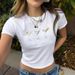 Independent Site Cross-border Best-selling Women's Clothing: Round-neck Printed Slim-fit T-shirt, Sweet And_ecoleips.com