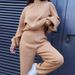 Women’s Hooded Knit Sweater & Pants Set – Solid Color Loungewear (S-XXL) – Cozy Polyester-Spandex Outfit_ecoleips.com
