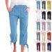 Women's Clothing Solid Color Cotton And Linen Loose Drawstring Seven Point Wide Leg Casual Trousers_ecoleips.com