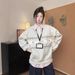 Fair Isle Puppy Polo Collar Sweatshirt Women, Loose-fitting, Two-piece, Thin Top, Trendy Sweatshirt, High-end_ecoleips.com