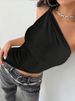 2025 New Fashionable Casual Women's T-Shirt Solid Color Single Shoulder Asymmetrical Slim Fit Top One-Piece Neck_ecoleips.com