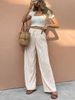 Women's Clothing Summer Fashion Striped Lace Up Casual Versatile Wide Leg Pants Straight Vertical Stripes Elegant Slim Loose Casual Pants_ecoleips.com