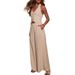 2025 Spring And Summer New Fashion Trend Solid Color Linen Sleeveless Vest Wide Leg Trousers Suit_ecoleips.com