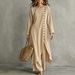 Women's Casual Linen Two Piece Set Long Irregular Top With Single Breasted Design European And American Style_ecoleips.com