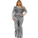 Women's Clothing Plus Size Women's Irregular Striped Long Sleeved Dress Long Sleeve For Formal & Casual For Women_ecoleips.com