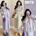Autumn Winter New Korean Style 2-Piece Knitted Maternity Dress For Pregnant Women_ecoleips.com