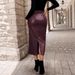 Women's Solid Color PU Leather Midi Skirt – Elegant Casual Office Pencil Skirt For All Seasons_ecoleips.com