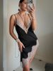 JULISSA MO Sexy Deep V-neck Patchwork Lace Women Mini Dress Spaghetti Strap Lace Up Dress Summer Skinny Elegant Party Club Dress_ecoleips.com