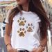 New Women's Casual Simple Harajuku Style Heart Animal Paw Print Short-sleeve T-shirt_ecoleips.com