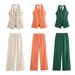 Women's Clothing Cotton And Linen Halter Neck Vest Suit Women's Summer Wear With Light Luxury High End Trousers Two Piece Suit_ecoleips.com