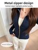 Tibetan Blue Yoga Wear Women's Thin Outerwear 2025 New Oulder Length Slim Fit Waist Cinching Early Autumn Fibone Sports Top_ecoleips.com