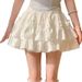White Lace Cake Style Tutu Skirt High Waisted Slimming Anti Exposure a Line Short Skirt for Women Ballet Style_ecoleips.com