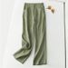 Suitable For All Seasons UK Bargain Cotton Half Elastic Wide Leg For Women High Waist Draped Linen Straight Casual Long Pants_ecoleips.com