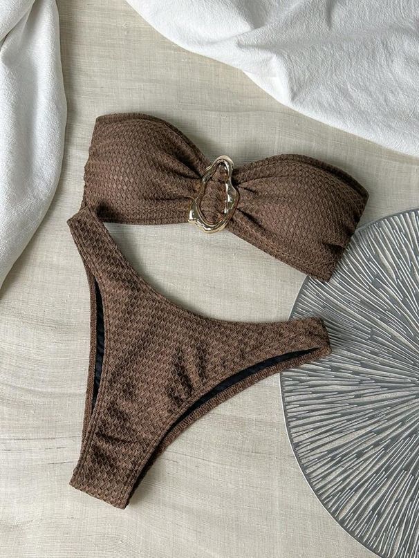 Women's Clothing Tube Top Slit Long Skirt Sexy Three-piece Bikini Swimsuit_ecoleips.com