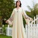 Women's Long V Neck Robe Dress Printed Tassel NC44 Elegant Muslim Fashion Cross Border Clothing_ecoleips.com