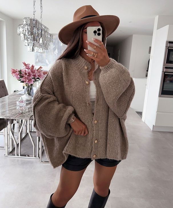 Classic Batwing Sleeve Cardigan – Vintage-Inspired Knit Open Front Sweater For Women (Black, Khaki, Light Grey, Green, Beige)_ecoleips.com