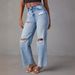 Women's High-Waisted Straight Leg Jeans – Distressed Ripped Denim Pants With Vintage Washed Blue (S/M/L/XL/2XL)_ecoleips.com