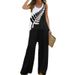 Women's Clothing T Shirt Suits Casual High Waist Wide Leg Pants Colorful Splicing Printing Retro Fashion Sets_ecoleips.com