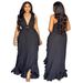Sexy Off-the-shoulder Temperament Ruffle Edge High Waist Exposed Umbilical Suspender Large Size Dress_ecoleips.com
