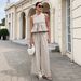 Women's Sleeveless Top & Straight Leg Pants Set - Breathable Polyester Office Casual Outfit (6 Colors, S-Xxl)_ecoleips.com