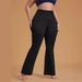Plus Size Black Stretch Denim Flared Pants Frayed Hem Fashionable Women's Jeans For Spring/Autumn & Summer_ecoleips.com