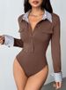 K New Commuting Sweet And Light Mature Style Fake Two-piece Striped Shirt Collar Long Sleeved Slim Fit Jumpsuit_ecoleips.com