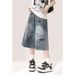 Women's Clothing Retro High Waist Capri Pants For Women Summer Style Loose Fit Slimming Wide Leg Jeans Graffiti Print Denim_ecoleips.com