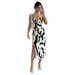 Voya Foreign Trade Women's Fashion 2026 Spring Summer New Style Elegant Intellectual Cow Print Strap Midi Dress_ecoleips.com