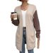 Autumn Women's Long-Sleeved Color-Block Sweater Cardigan Jacket_ecoleips.com
