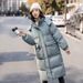 girl Girl Girl Winer Down For Women Korean Version Loose Thickened Mid-Lengh Coa Over-he-Knee Clohing 2025 New Coon Padded_ecoleips.com