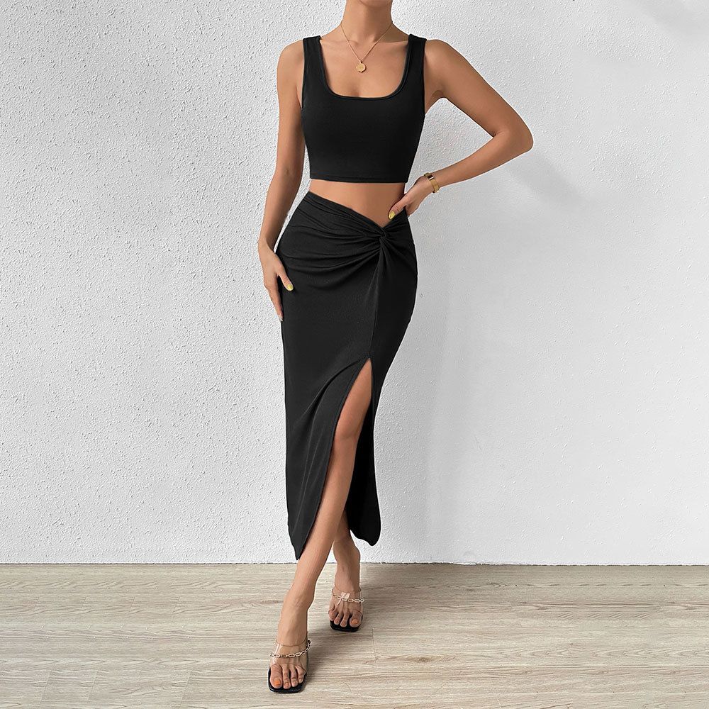 Voya Women's Elegant Style Set, Stylish Sleeveless Vest, Half Skirt Two-piece Set, Spring New Style_ecoleips.com