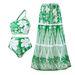 European And American Retro Ethnic Bohemian Style Bikini Mesh Round Skirt Three Piece Suit Holiday Beach Multi Color Swimsuit _ecoleips.com