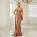 Women's Clothing new backless sling gold sequin host slit evening dress banquet evening dress_ecoleips.com
