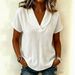 Women's Clothing Summer Women's Knitted Short-Sleeved T-Shirt Butterfly Collar Solid Color Casual Top Style_ecoleips.com