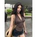 Women's Clothing Slim Fit V-Neck Mesh Camisole Korean Style Short Top Fashionable Alluring Versatile Spring/Summer Tank Vest_ecoleips.com