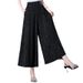 Ice Silk Jacquard Mom Nine-Point Women Summer Thin Skirt Slimming Wide-Leg Draped Casual Pants_ecoleips.com