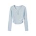 A Gentle, Autumnal-Style Winter Top In Korean Design: A Women's Long-Sleeved Base Shirt With A Round Neck And Made Of So_ecoleips.com