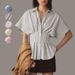 Waist Cinching Shirt Casual Versatile Striped Pleated Slimming Top For Women_ecoleips.com