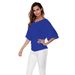 Large Women's Loose Bat V-Neck Short Sleeve T-shirt Top A1375_ecoleips.com