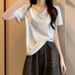 Small-Sized Short-Sleeved T-Shirt For Women, Designed For Summer 2026 Featuring A Minimalist Style, A Casual, Loose Fi_ecoleips.com