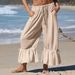 Women's Linen Wide Leg Pants Casual Cropped Pleated Drawstring Loose Fit With Pockets_ecoleips.com