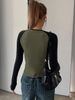 Slim Color Block T-Shirt, Casual Crew Neck Long Sleeve T-Shirt For Spring & Summer, Women's Clothing_ecoleips.com