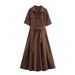 Women's Belted Poplin Shirt Dress Reducing Age Summer New Youthful_ecoleips.com