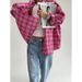 Spring/Summer Pink Plaid Shirt: A Trendy, Niche Look With A Feminine Touch, Perfect For Layering With Outerwear_ecoleips.com