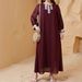 Muslim Dress Women Elegant V-Neck Arab Robe Dress – Loose Fit Short Sleeve Muslim Fashion For Modest Comfort_ecoleips.com
