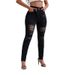 Women's Clothing Fashion Denim Small Feet Ripped Long Sexy High Waist Black Jeans_ecoleips.com